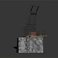 Modern Construction Structure With Metal Framework Scaffolding Rock Base And Mechanical Components 3d model