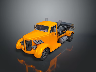 Yellow Vintage Tow Truck With 3D Rendered Design And Rescue Equipment 3d model