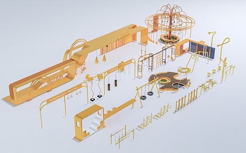 Modern play equipment children's play equipment children's play equipment playground swing 3d model