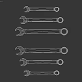 Black Combination Wrenches Tool Set With Various Sizes For Mechanical Use