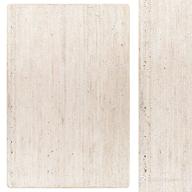 Light Beige Square Rug With Natural Woven Texture And Soft Surface 3d model