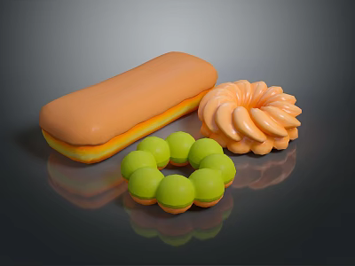 Colorful Decorative Objects Including Orange Spiral Green Circular And Rectangular Shapes 3d model