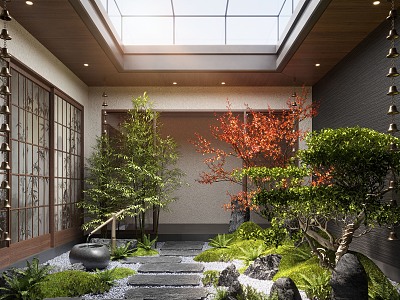 New Chinese Zen Patio Courtyard Landscape Landscaping Landscape Plants Moss Landscape Setches Patio Landscape model