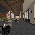 Qui Ji Restaurant Courtyard Rest Reception Area Card Seat 3d model