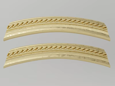 Elegant Golden Curved Decorative Strips Showcasing Intricate Braided Carving Design 3d model