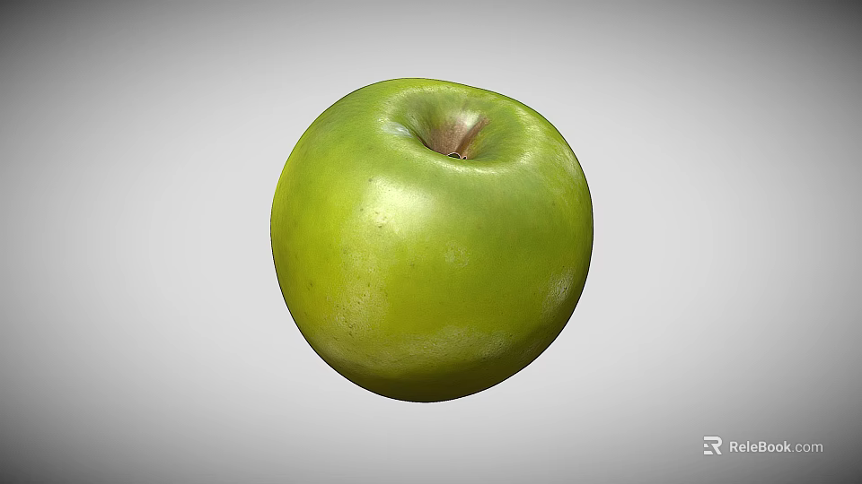 Fresh Green Apple with Smooth Skin and Juicy Texture on Gray Background 3d model 