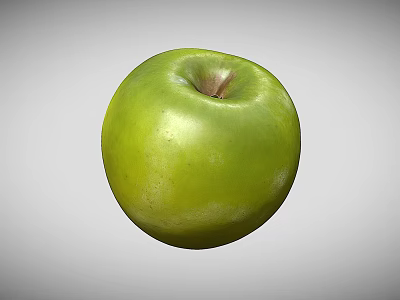 Fresh Green Apple with Smooth Skin and Juicy Texture on Gray Background 3d model