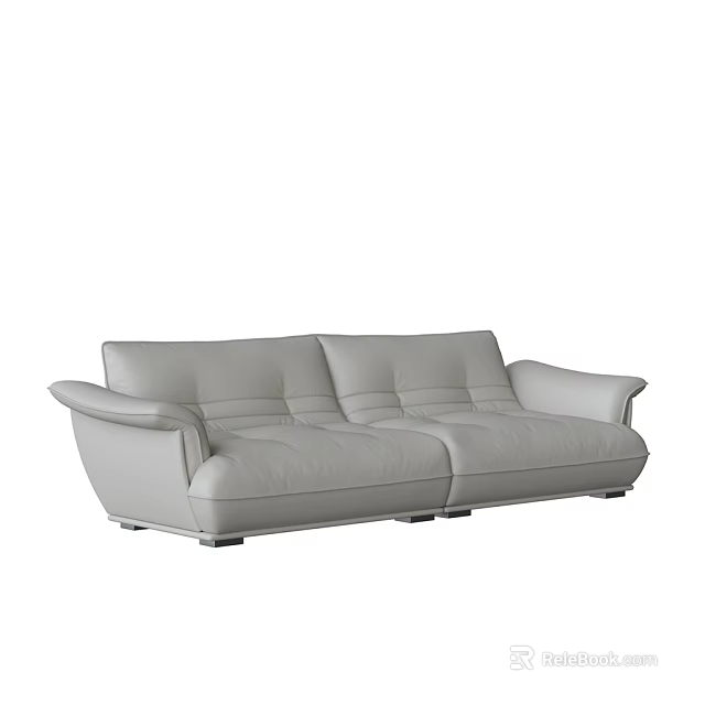 Modern Gray Leather Sectional Sofa With Sleek Design And Comfortable Seats 3d model