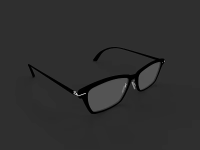 Sleek Black Rectangular Frame Glasses With Clear Lenses And Plastic Temples 3d model