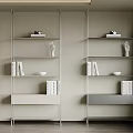 Modern Bookshelves With Metal Frame White Gray Shelves Books Sculptures And Bowls