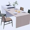 Middle Ancient Style Nakajima Bar Counter Operating Table Dining Table and Chair 3d model