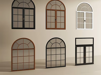 Different Style Windows Collection With Arched And Rectangular Frames In Various Colors 3d model