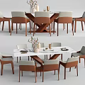 Modern Dining Table and Chair Combination Ornaments Combination 3d model