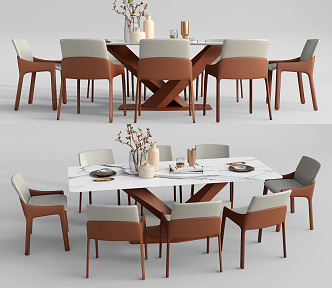 Modern Dining Table and Chair Combination Ornaments Combination 3d model