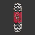 Stylish Skateboard With Black White Chevron Pattern Pink Background And Red Koi Fish 3d model