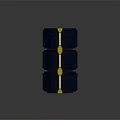 Cartoon Sci Fi Corridor Scene With Black Hexagon Structure Yellow Walkway Pipes And Ceiling Lights