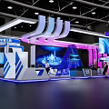ENSCAPE Exhibition Booth Modern Design With Large Screen Colorful Lighting And Visitors At Tech Event