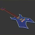 Blue Electric Guitar With Unique Sharp Shape And Red Black Neck For Daily Use