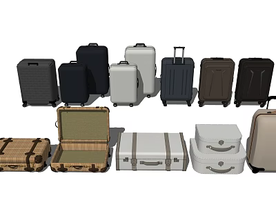 Assorted Travel Luggage Including Hard Shell Soft Shell And Vintage Suitcases In Various Colors 3d model
