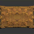 Golden Decorative Storage Box With Intricate Carved Patterns And Green Gemstone