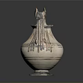 Ancient Ceramic Vase With Double Floral Handles Intricate Patterns And Transparent Base