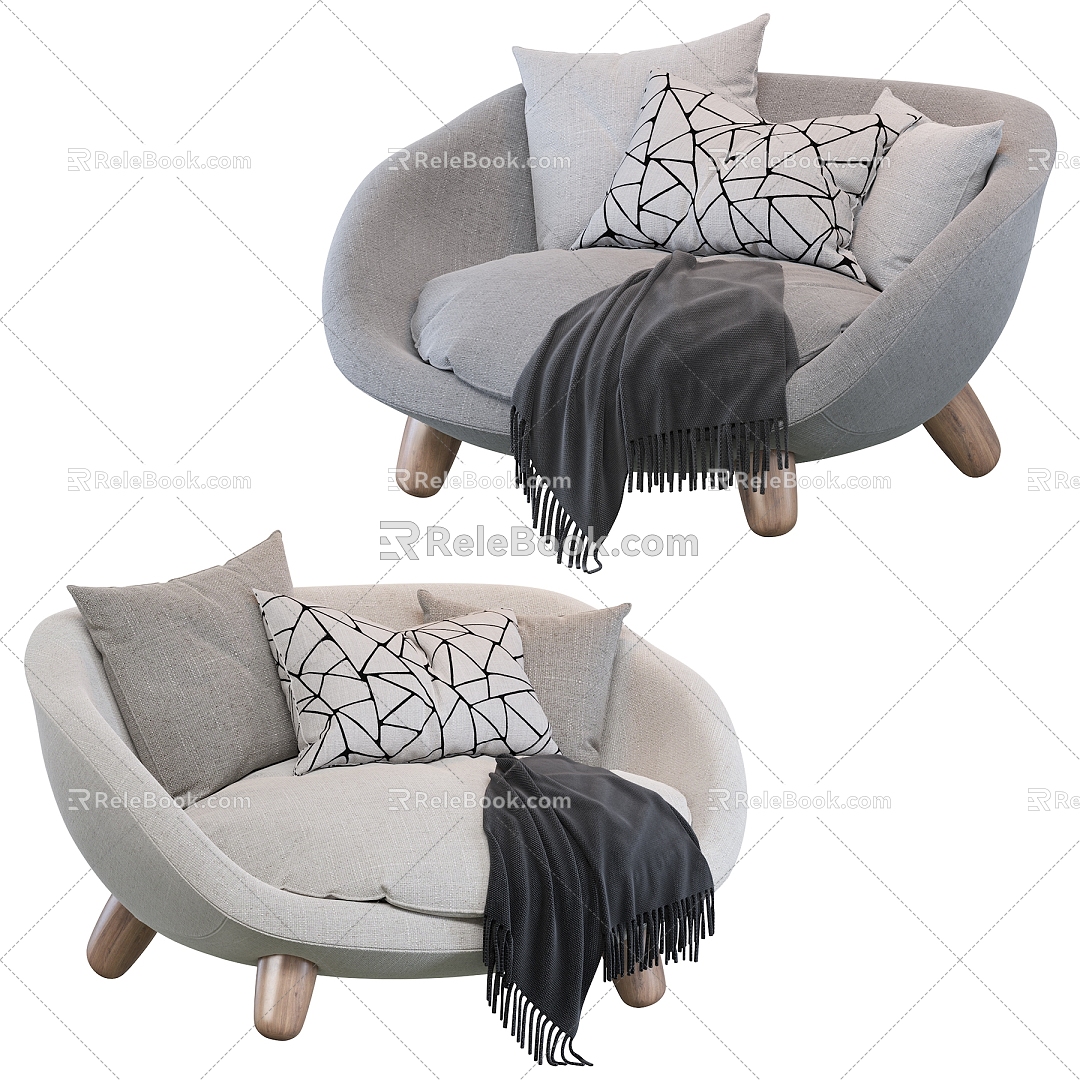 Single Sofa Lazy Sofa Ball Pedal Towel BB Italia 3d model