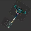 Pixel Style Decorative Key With Blue Glowing Elements And Intricate Design For Household Use