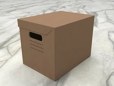 Practical Household Cardboard Storage Box With Perforated Side Design On Marble Textured Surface 3d model