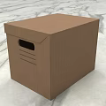 Practical Household Cardboard Storage Box With Perforated Side Design On Marble Textured Surface