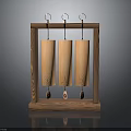Wooden Wind Chime With Hanging Frame Carved Tubes And Decorative Pendants