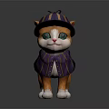 Cute Orange Cartoon Cat Doll With Purple Striped Hat And Green Eyes