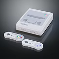 Retro Gaming Entertainment Console With White Body Dual Controllers Colored Buttons