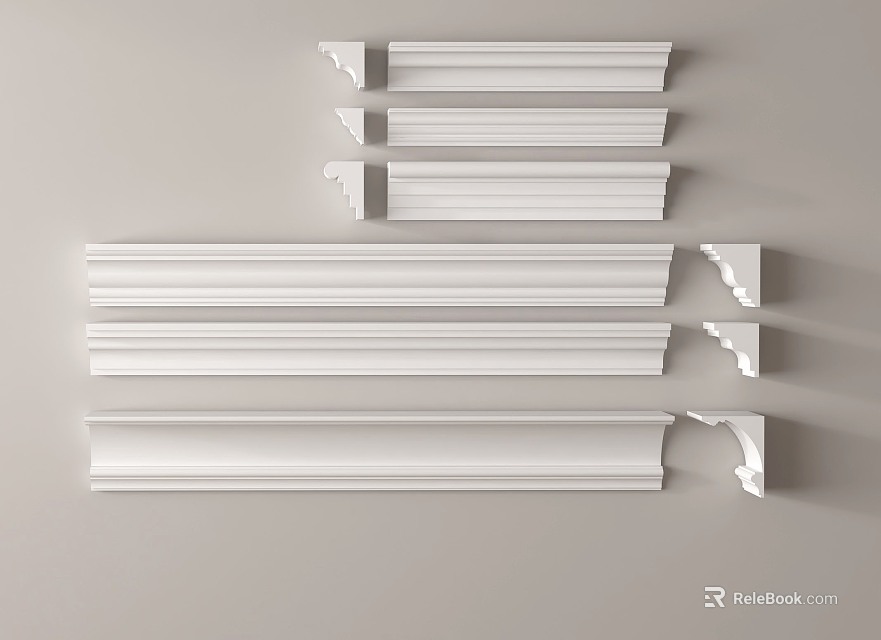 Different Types Of Gypsum Cornice Mouldings For Interior Design And Home Decor 3d model 