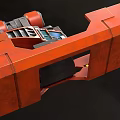 Orange And Black Sci Fi Mechanical Vehicle With Blue Panels Tracks And Components 3d model