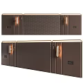 Brown Storage Cabinets With Metal Handles Mesh Panel And Side Power Outlet 3d model