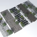 Garden Paving Layout With Various Stone Paths And Small Green Plants 3d model