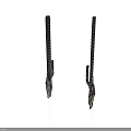 Two Black Ancient Spearheads With Spiral Shafts And Sharp Metal Tips