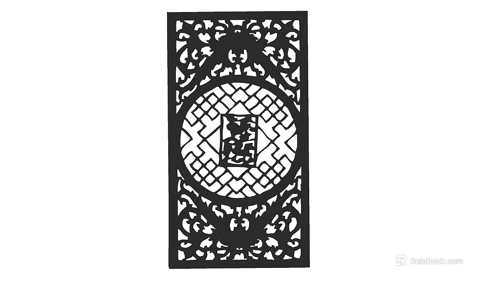 Traditional Chinese Carved Lattice Window With Exquisite Floral Patterns And Circular Design 3d model 