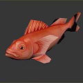 Vibrant Red Fish 3D Rendered with Scales Fins and Eyes on Dark Background