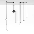 Modern Multi Light Chandelier With Geometric Metal Frame And Pendant Design