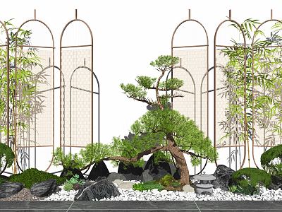 New Chinese style landscape sketch courtyard landscape stone tree partition model