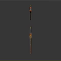 Floating Orange Red Gradient Sword With Four Arranged Blades Below