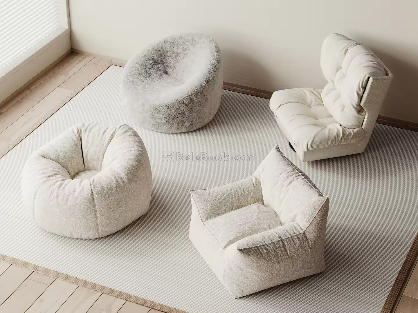Modern Lazy Sofa Fabric Lazy Sofa Fluffy Lazy Sofa 3d model
