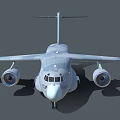 Camouflage Painted Military Transport Aircraft With Twin Engines And Red Wing Insignia