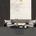 Modern Accent Chairs in Living Room with Round Black Coffee Table Fireplace and Light Rug