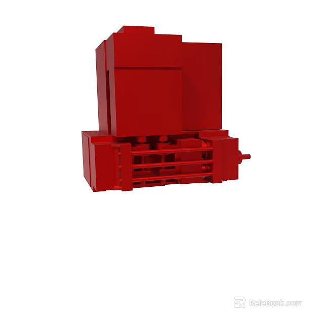 Sturdy Red Industrial Mechanical Device With Square Structure And Metal Components 3d model 