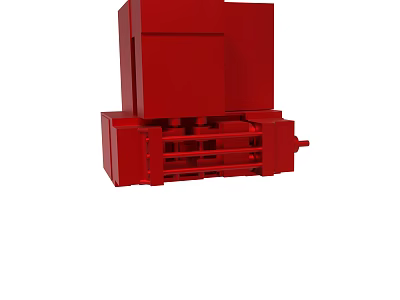 Sturdy Red Industrial Mechanical Device With Square Structure And Metal Components 3d model