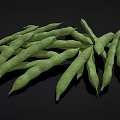 Fresh Green Bean Pods Arranged On Black Background Surface 3d model