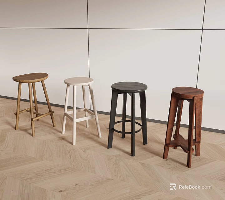Bar Stools With Modern Design And Various Colors For Kitchen Dining Areas 3d model 