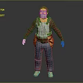 Game Movie Character Wearing White Mask Red Plaid Shirt Silver Armor and Yellow Tool Belt